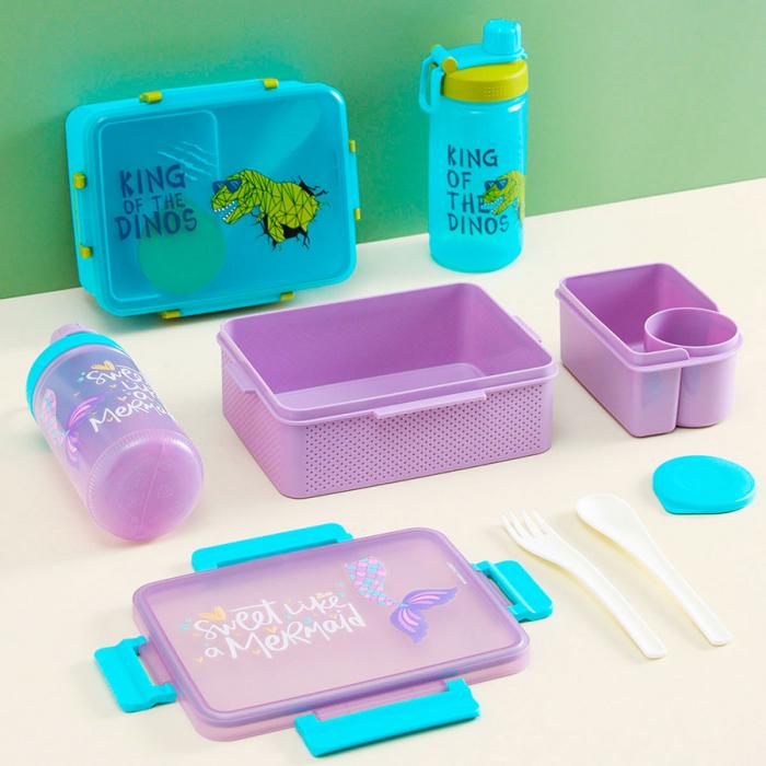 童彩3格飯盒+運(yùn)動(dòng)水壺套裝(含內(nèi)盒1500ml+50